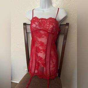 Victoria's Secret Red Lace Babydoll Chemise